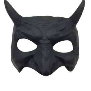 Schwarze Teufels Halbmaske mit Hörner
