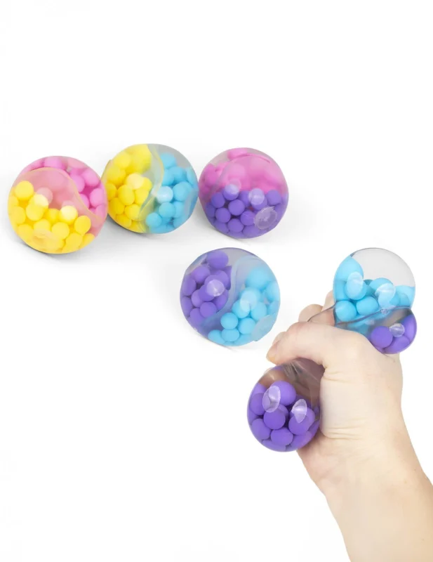 Balle anti-stress Scrunchems ASMR pour enfant multicolore transparente à billes colorées