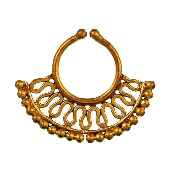 Septum Fake Piercing Nasenringe Windungen Punkte Messing golden nickelfrei antik - chic - net.de