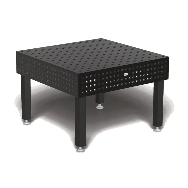 Produktansicht von Siegmund Schweißtisch 1200 x 1200 x 250 mm Professional Extreme 8.7 PLUS System 22 Plasmanitriert, Diagonalraster Höhe 600 mm mit Lenkrolle und Feststellbremse