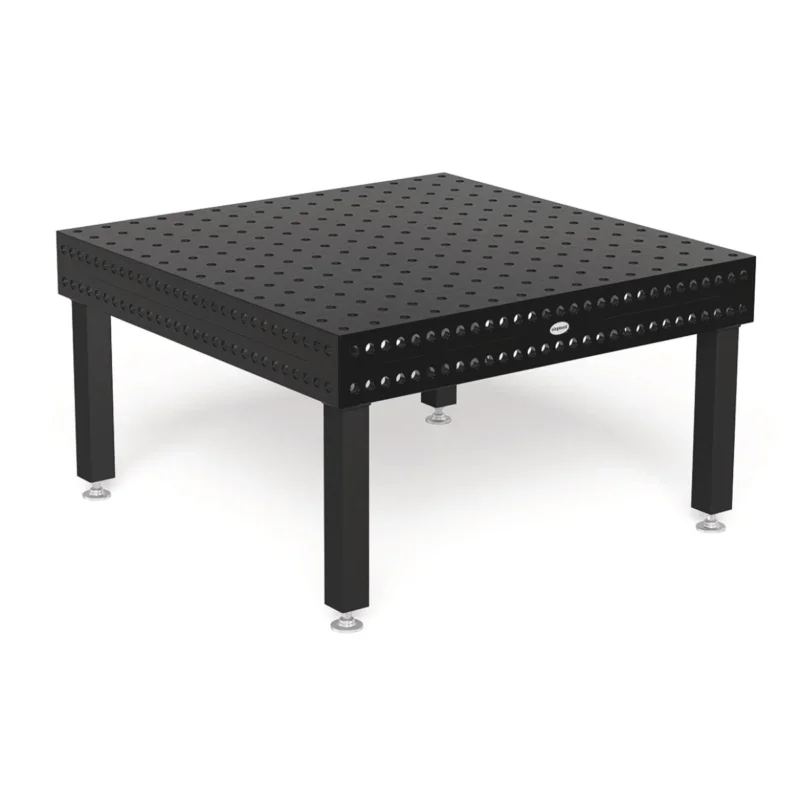 Produktansicht von Siegmund Schweißtisch 1500 x 1500 x 200 mm Professional 750 System 28 Plasmanitriert Höhe 650 mm mit Bodenverankerung