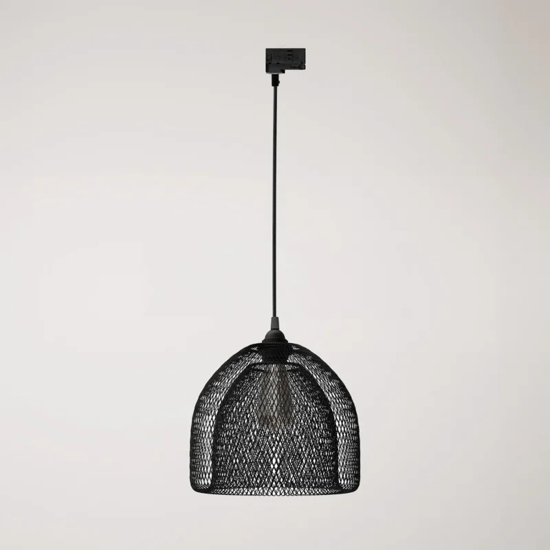 Sospensione con paralume a gabbia Ghostbell XL per binari - Nero