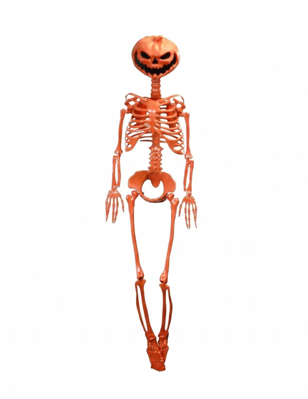 Summerween-Skelett mit KÃ¼rbis-Kopf Orange 1 m lang
