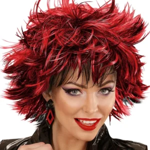 Steamy Damenperücke Schwarz-Rot für Karneval