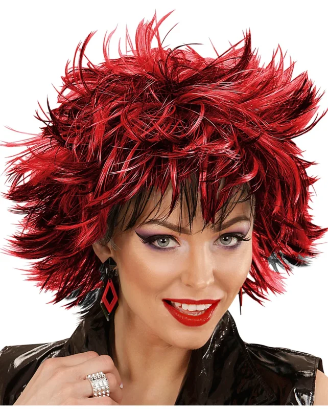 Steamy Damenperücke Schwarz-Rot für Karneval