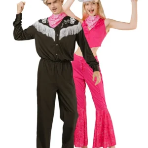 Cowboy und Cowgirl Puppenpaar schwarz pink