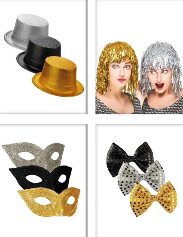 Silvester Accessoire Set silber gold schwarz