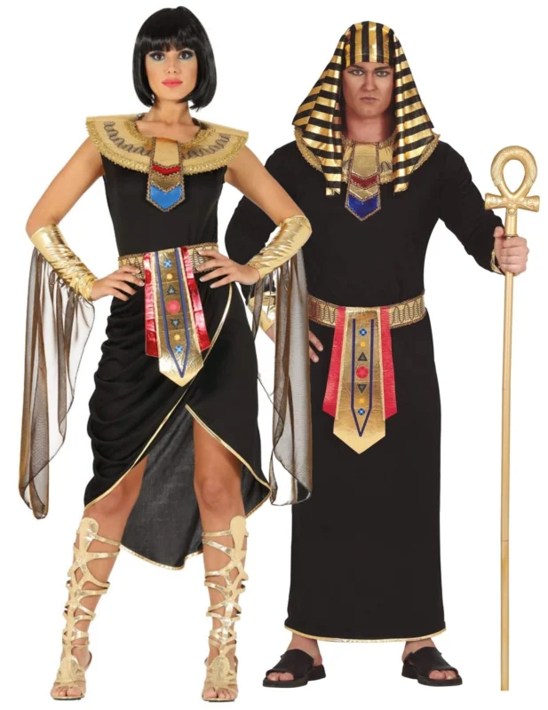 Ägyptisches-Partnerkostüm für Damen und Herren Fasching schwarz-gold