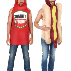 Hot-Dog und Ketchup Paarkostüm für Erwachsene