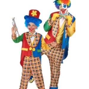 Glückliches Vater-Kind-Clown-Paarkostüm
