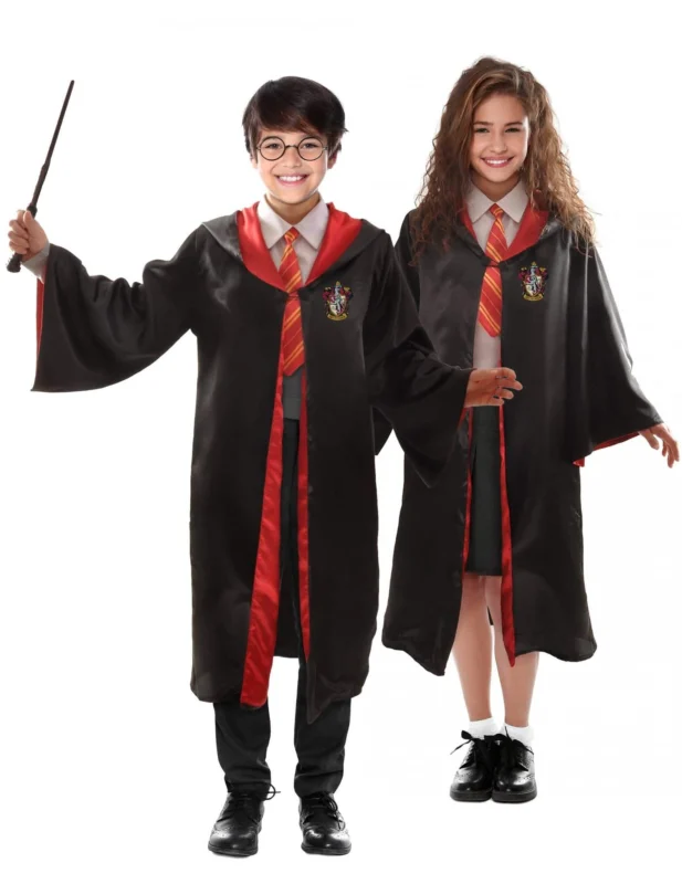 Harry Potter™-Paarkostüm für Jungen und Mädchen Halloween-Kostüm schwarz-rot-orange