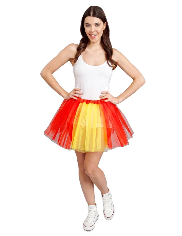 Roter und gelber Spanien-Tutu mit Stütze 39 cm