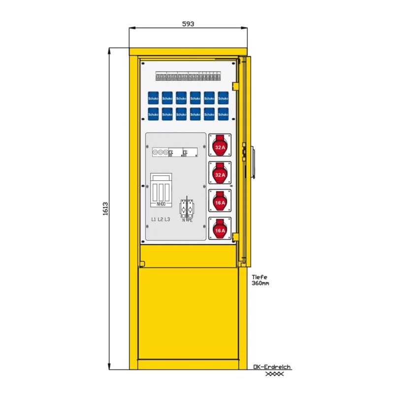Walther Werke - Baustromverteiler Indus .u. Marktplatzvert. 83215100 mit 2 RCDs TypA,10LS