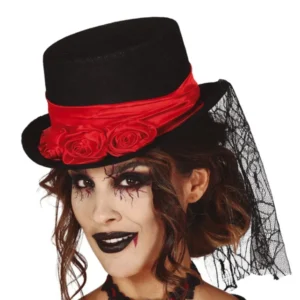 Vampiressa Filzhut mit Rosen & Spitzenschleier